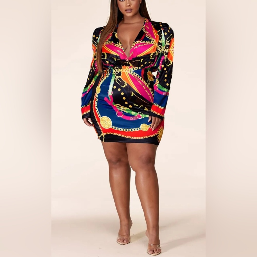 Chain Print Holiday Dress